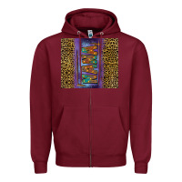 Burgundy Leopard nana Zipper Hoodie - FaDigitalArtStudio