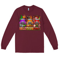 Burgundy Hallothanksmas trucks Long Sleeve Tee - texasbilliewilder