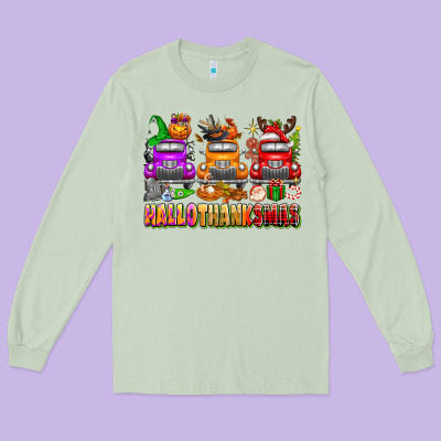 Hallothanksmas Trucks Long Sleeve Tee Designed By Texasbilliewilder