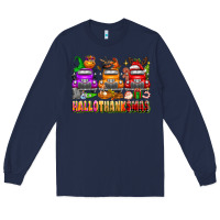 Navy Hallothanksmas trucks Long Sleeve Tee - texasbilliewilder