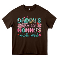 Chocolate Brown daddy's little girl mommy's whole world Heavy Core Tee - MaliasSmallBusiness