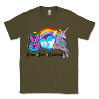 Army Green peace love unicorn Classic Tee - LillyAllenDesigns