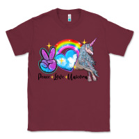 Burgundy peace love unicorn Classic Tee - LillyAllenDesigns