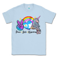 Dusty Blue peace love unicorn Classic Tee - LillyAllenDesigns
