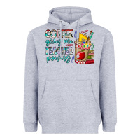 Heather Grey Coffee Gives Me Teacher Powers Heavyweight Hoodie - CowhideDigitalArt