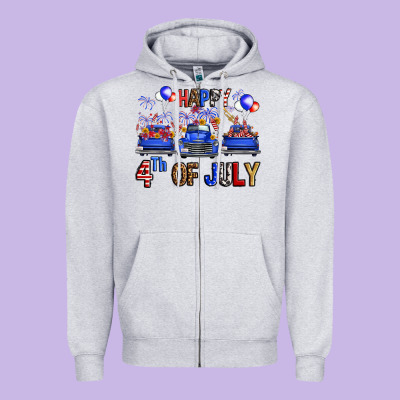 Western Truck Hello Fourth Of July America Zipper Hoodie Designed By Fadigitalartstudio
