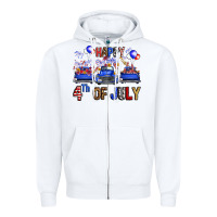 White Western Truck Hello Fourth Of July America Zipper Hoodie - FaDigitalArtStudio