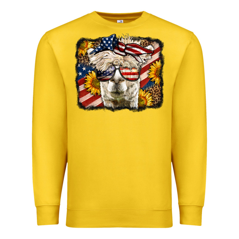 Western 4th Of July Lama Background Premium Sweatshirt by LillyAllenDesigns | Teevron