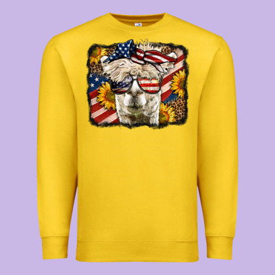 Western 4th Of July Lama Background Premium Sweatshirt Designed By Lillyallendesigns