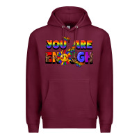 Burgundy you are enough Premium Hoodie - FaDigitalArtStudio