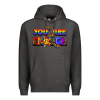Charcoal Heather you are enough Premium Hoodie - FaDigitalArtStudio