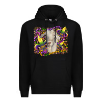 Black mardi gras goat fleur de lis Premium Hoodie - RanaPortraitStore