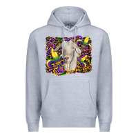 Heather Grey mardi gras goat fleur de lis Premium Hoodie - RanaPortraitStore