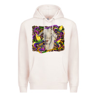 Pale Pink mardi gras goat fleur de lis Premium Hoodie - RanaPortraitStore