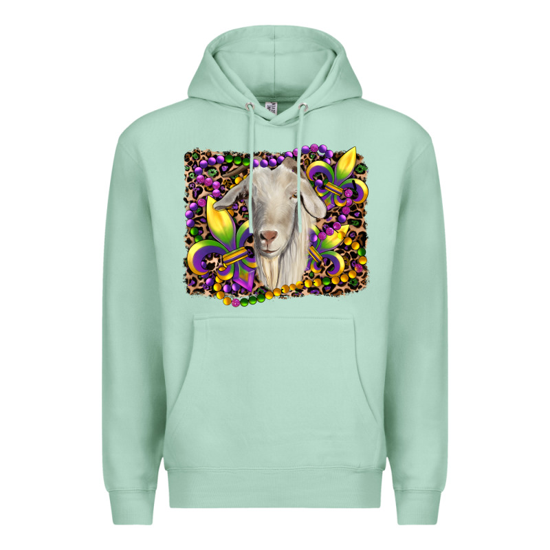 Mardi Gras Goat Fleur De Lis Premium Hoodie by RanaPortraitStore | Teevron