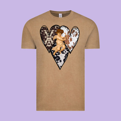 Country Cupid Valentine Cowhide Heart Vintage Tee Designed By Bettercallsaul