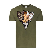 Vintage Olive Country Cupid Valentine Cowhide Heart Vintage Tee - Bettercallsaul