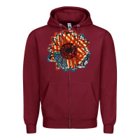 Burgundy American Flag sunflower 4th of july Zipper Hoodie - FaDigitalArtStudio