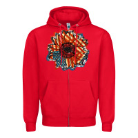 Red American Flag sunflower 4th of july Zipper Hoodie - FaDigitalArtStudio