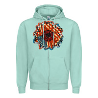 Seafoam American Flag sunflower 4th of july Zipper Hoodie - FaDigitalArtStudio