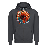 Smoke American Flag sunflower 4th of july Zipper Hoodie - FaDigitalArtStudio