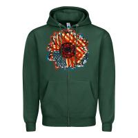 Sports Green American Flag sunflower 4th of july Zipper Hoodie - FaDigitalArtStudio