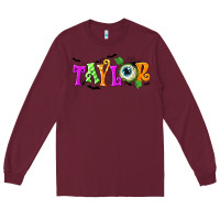 Burgundy Personalized Halloween Long Sleeve Tee - NancyCooperArtShop