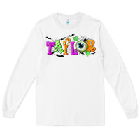 White Personalized Halloween Long Sleeve Tee - NancyCooperArtShop