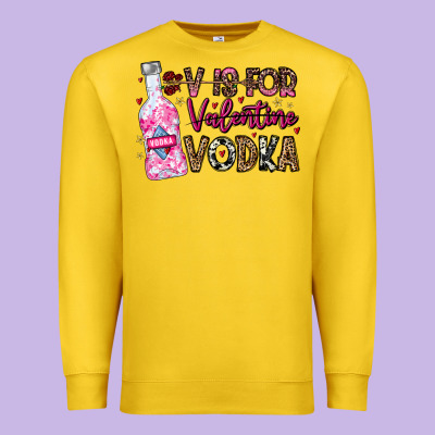V Is For Valentine Vodka Premium Sweatshirt Designed By Cowhidedigitalart