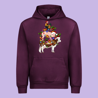 Stacked Christmas Farm Animals Urban Hoodie Designed By Artiststas