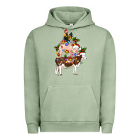 Pigment Oil Green stacked christmas farm animals Urban Hoodie - Artiststas