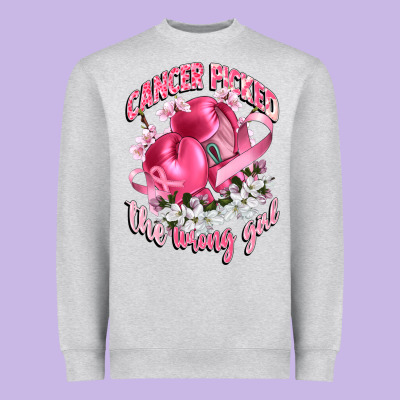 Cancer Picked The Wrong Girl Heavyweight Sweatshirt Designed By Cowgirlartshop