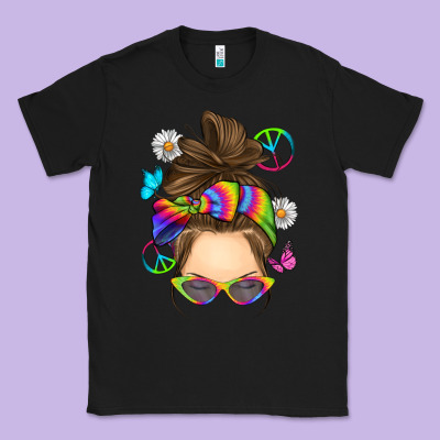 Messy Bun Tie Dye Classic Tee Designed By Ranaportraitstore