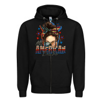 Black american babe messy bun Zipper Hoodie - FaDigitalArtStudio