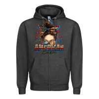 Charcoal Heather american babe messy bun Zipper Hoodie - FaDigitalArtStudio