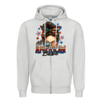 Dove Grey american babe messy bun Zipper Hoodie - FaDigitalArtStudio