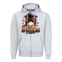 Heather Grey american babe messy bun Zipper Hoodie - FaDigitalArtStudio