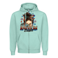Seafoam american babe messy bun Zipper Hoodie - FaDigitalArtStudio