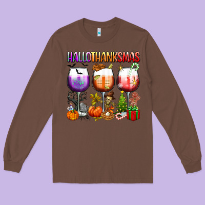 Hallothanksmas Long Sleeve Tee Designed By Texasbilliewilder