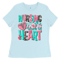 Baby Blue nursing is a work of heart Ladies Tee - NancyCooperArtShop