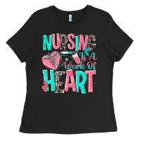 Black nursing is a work of heart Ladies Tee - NancyCooperArtShop