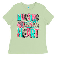 Matcha nursing is a work of heart Ladies Tee - NancyCooperArtShop