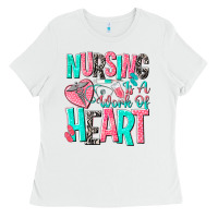 White nursing is a work of heart Ladies Tee - NancyCooperArtShop