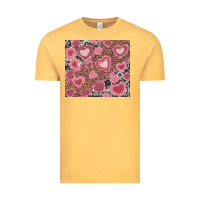 Vintage Mustard valentine's day hearts with leopard and cowhide Vintage Tee - RanaPortraitStore