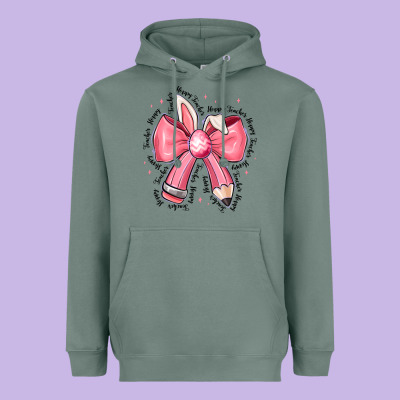 Easter Bunny Pencil Bow Heavyweight Hoodie Designed By Cowhidedigitalart