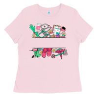 Bubblegum Pink custom name nurse Ladies Tee - NancyCooperArtShop
