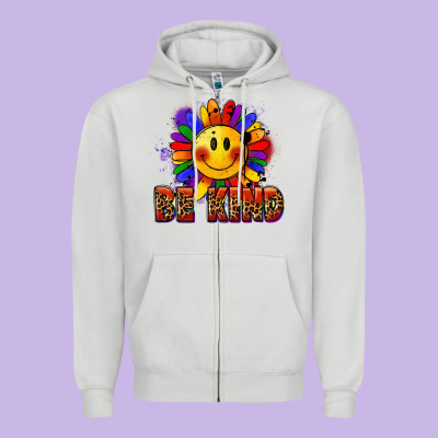 Be Kind Pride Zipper Hoodie Designed By Fadigitalartstudio