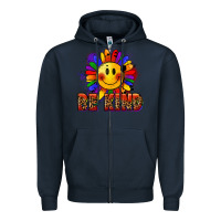 Navy Be kind pride Zipper Hoodie - FaDigitalArtStudio