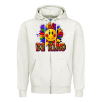 Oatmeal Heather Be kind pride Zipper Hoodie - FaDigitalArtStudio