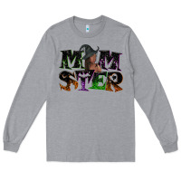Heather Grey Momster with witch Long Sleeve Tee - NancyCooperArtShop